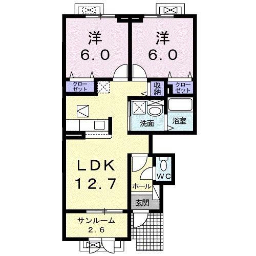 ロブレグランデドス(2LDK/1階)の間取り写真