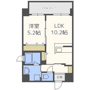 フェリーチェ難波(1LDK/6階)の間取り写真