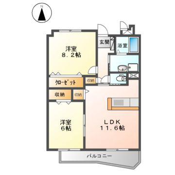 アーバンステージ(2LDK/5階)の間取り写真