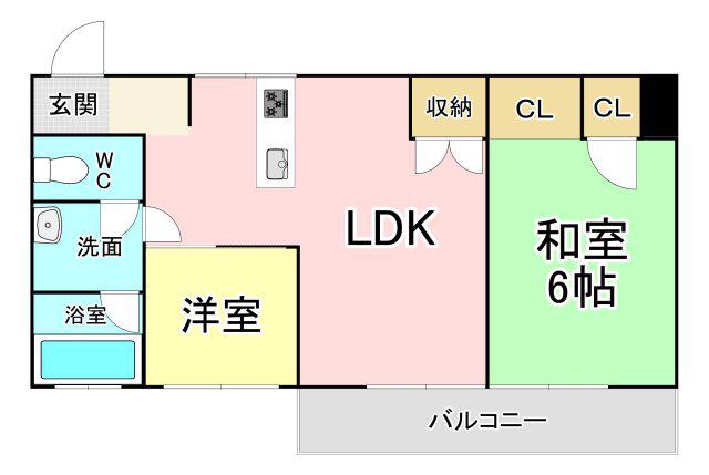 リビオン熊西(2LDK/4階)の間取り写真