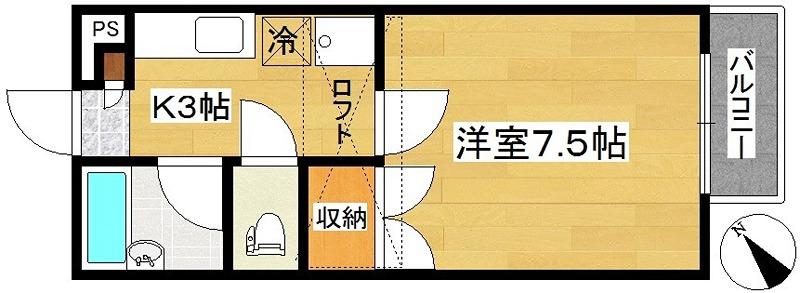 アクシス中山(1K/2階)の間取り写真