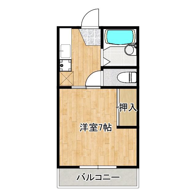 橋爪ハイツ第一(1K/1階)の間取り写真