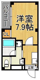 AILE小林(1K/1階)の間取り写真