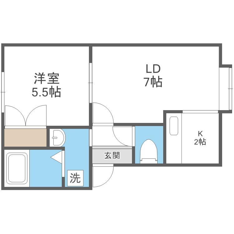 グレースハイツ麻生(1LDK/3階)の間取り写真