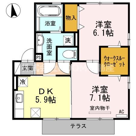 モントレゾール(2DK/1階)の間取り写真