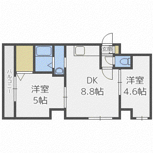 カサトレスAG(2DK/4階)の間取り写真
