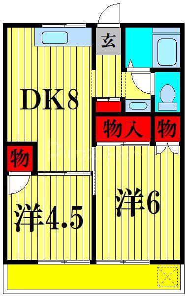 ジャスミンコート3(2DK/3階)の間取り写真