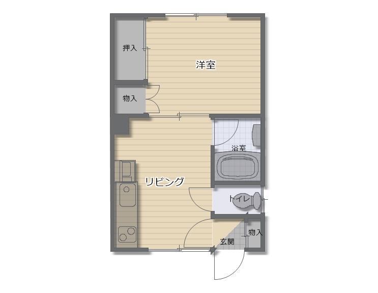 早川コーポ(1DK/2階)の間取り写真
