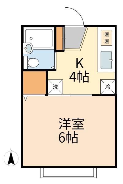 カサブランカ2(1K/1階)の間取り写真