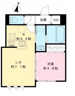 スレイベル井の頭(1LDK/1階)の間取り写真
