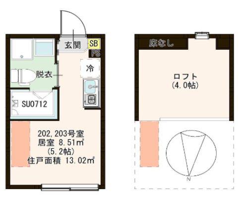 KUBO小岩(ワンルーム/2階)の間取り写真