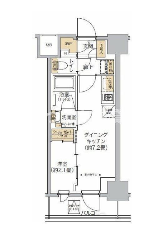 リビオメゾン布(1DK/4階)の間取り写真