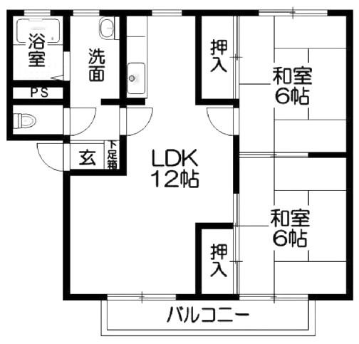 メルヴィルA棟(2LDK/2階)の間取り写真