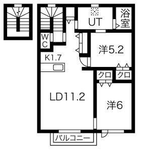 ベーネタカノ(2LDK/3階)の間取り写真