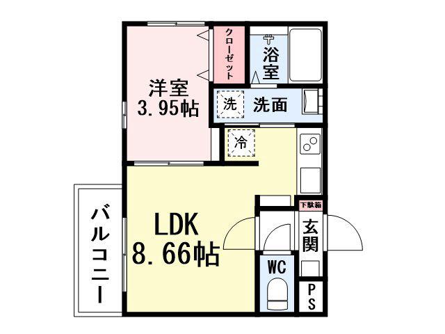 CHERIM南方(1LDK/2階)の間取り写真