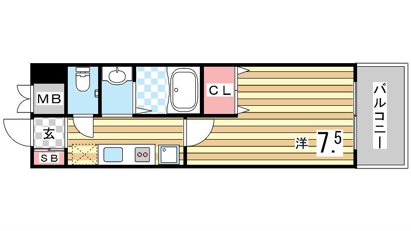フルール須磨(1K/1階)の間取り写真