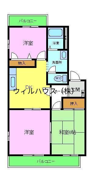 クールメゾン・和泉 C棟(3DK/2階)の間取り写真