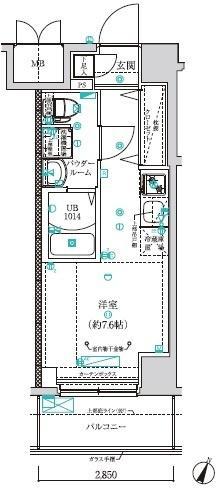 クラリッサ横浜阪東橋(ワンルーム/4階)の間取り写真