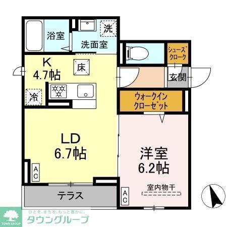 前原東2丁目PJ Dーセアリス前原東(1LDK/1階)の間取り写真