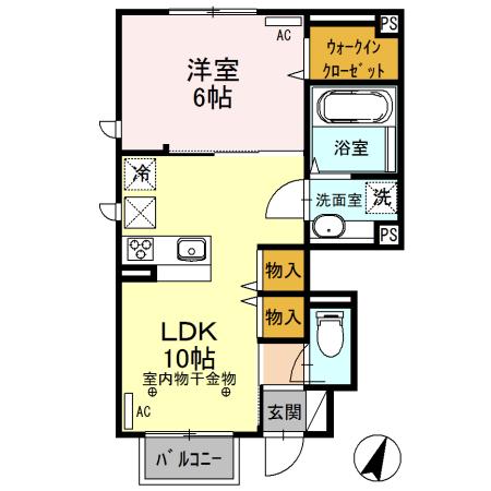 ソフィア桜 B(1LDK/1階)の間取り写真