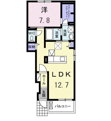 フォンテーヌ・イー(1LDK/1階)の間取り写真