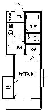 リヨン湘南(1K/2階)の間取り写真
