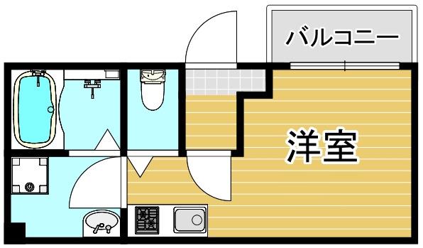 メビウス天下茶屋レジデンス(1K/2階)の間取り写真
