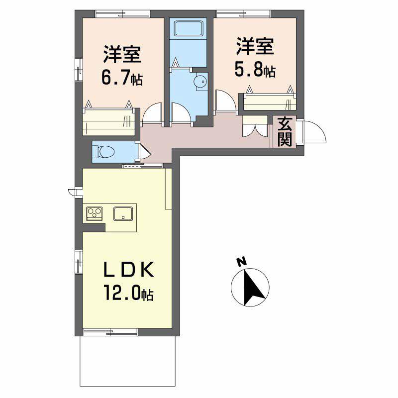 LA LUCE(2LDK/1階)の間取り写真