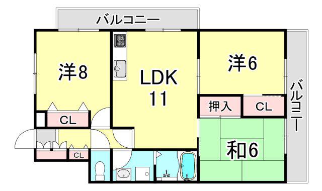 アベニール(3LDK/2階)の間取り写真