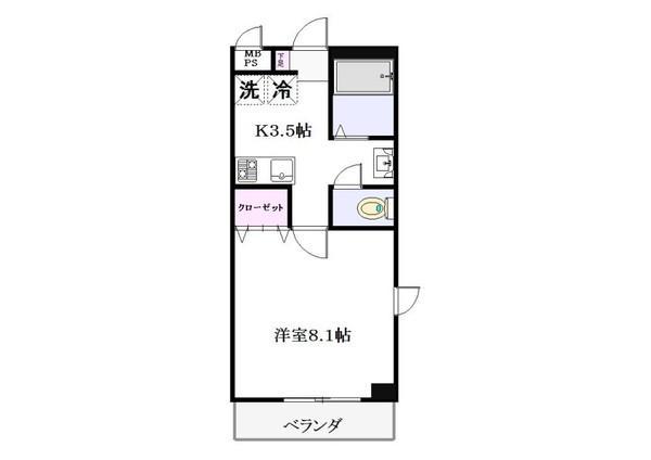 松丸ハイツ(1K/3階)の間取り写真