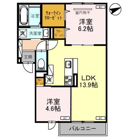 D-ROOM CHIYO(2LDK/2階)の間取り写真
