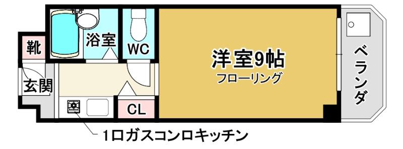 ドムス小野原(1K/3階)の間取り写真