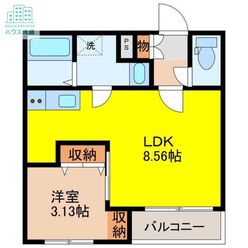 シャインS植松(1LDK/2階)の間取り写真