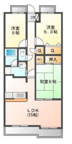 東千里OMパレスI(3LDK/6階)の間取り写真