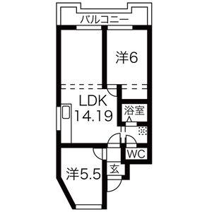 スカイフォート(2LDK/2階)の間取り写真