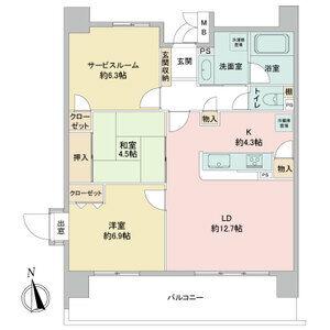 スクエア名古屋港(2SLDK/4階)の間取り写真