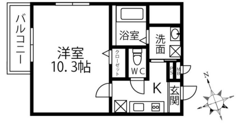 フジパレス堺東I番館(1K/1階)の間取り写真