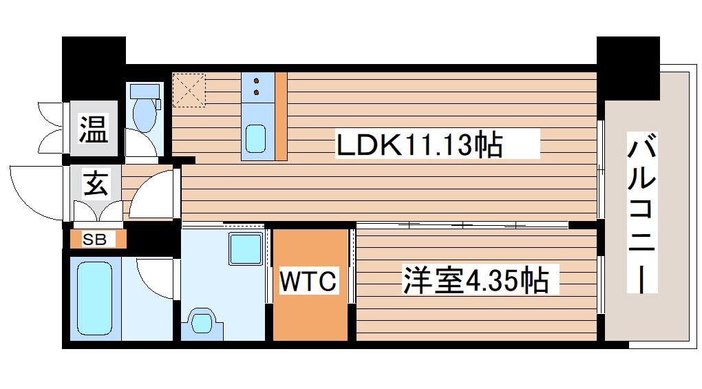 セントフィールド榴ヶ岡アネックス(1LDK/8階)の間取り写真