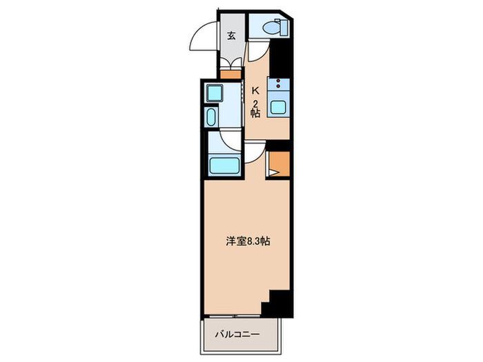 TRADIS文京江戸川橋(1K/2階)の間取り写真
