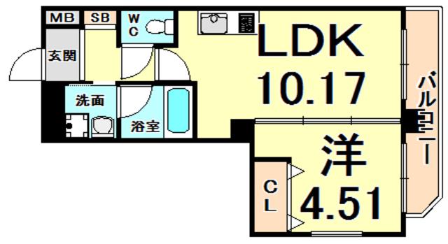 プレジオ尼崎(1LDK/2階)の間取り写真