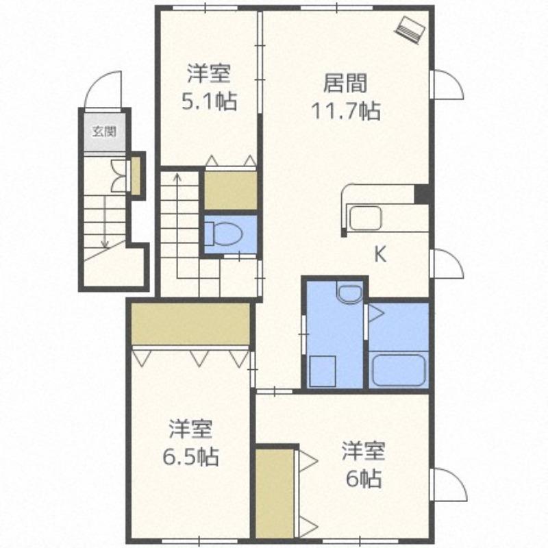 CALM COURT IV(3LDK/2階)の間取り写真
