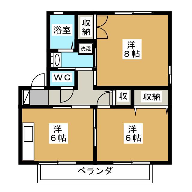セジュール上高田A棟(2DK/1階)の間取り写真