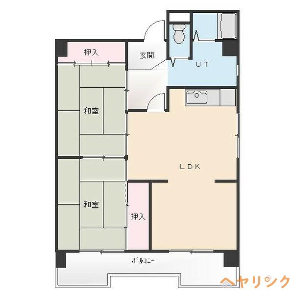 向が丘ハイツ(2LDK/3階)の間取り写真