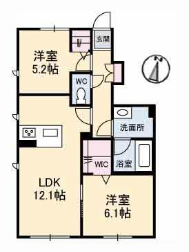 シャーメゾンファンタスタ(2LDK/1階)の間取り写真
