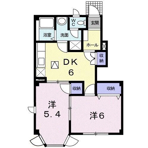 PALACIOINOB棟(2DK/1階)の間取り写真