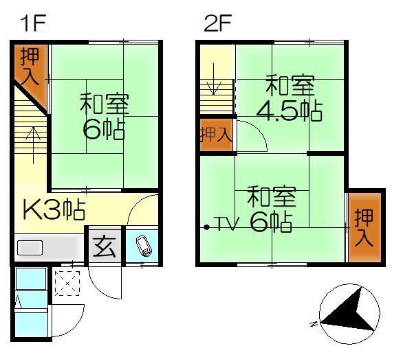 田中アパート(3K/1階)の間取り写真