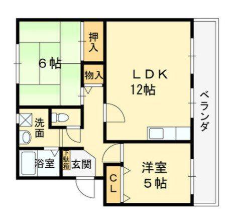 エスポワール八尾陽光園(2LDK/2階)の間取り写真