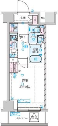 GENOVIA南鳩ヶ谷(1K/2階)の間取り写真