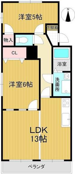 メゾンドタミー(2LDK/4階)の間取り写真