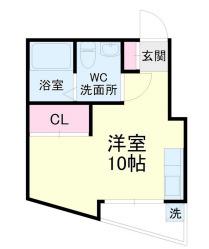 ポピーイン住吉(ワンルーム/2階)の間取り写真